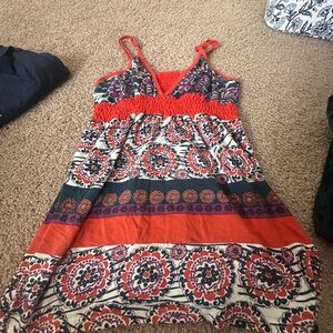 Y2K. Floral Patterned empire style top with Red Accents